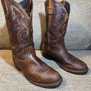 Double H Brown Leather Cowboy Boots DH1554 I.C.E. Collection Size 10D